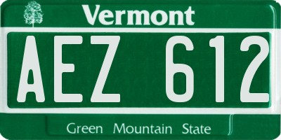 VT license plate AEZ612