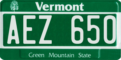 VT license plate AEZ650