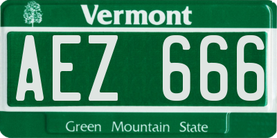 VT license plate AEZ666