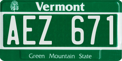 VT license plate AEZ671