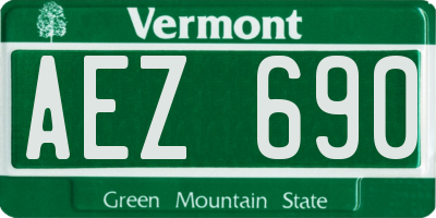 VT license plate AEZ690