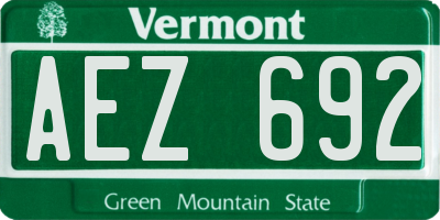VT license plate AEZ692