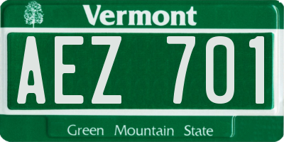 VT license plate AEZ701