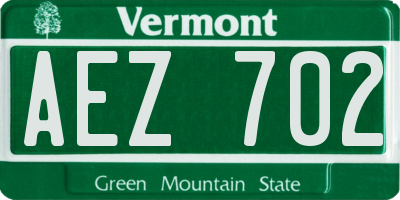 VT license plate AEZ702