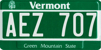 VT license plate AEZ707