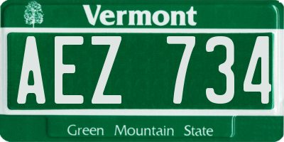 VT license plate AEZ734
