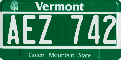 VT license plate AEZ742