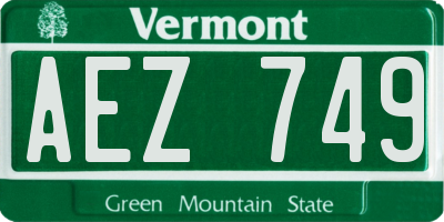 VT license plate AEZ749