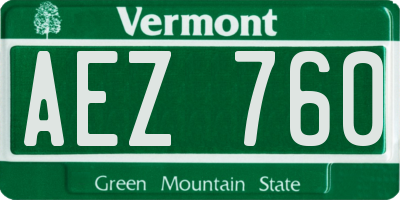 VT license plate AEZ760