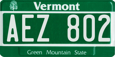 VT license plate AEZ802