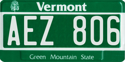 VT license plate AEZ806