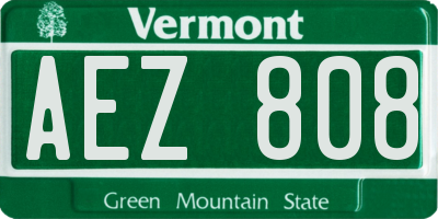 VT license plate AEZ808