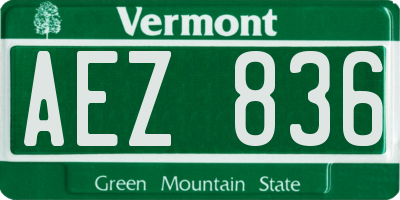VT license plate AEZ836