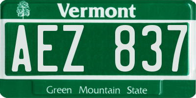 VT license plate AEZ837