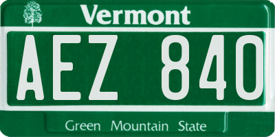VT license plate AEZ840