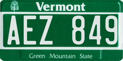 VT license plate AEZ849