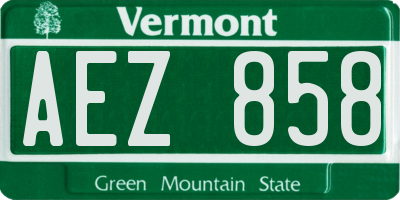 VT license plate AEZ858