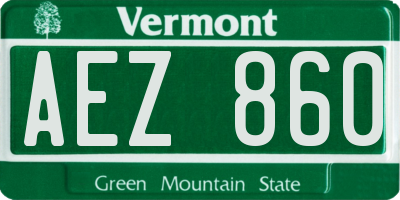 VT license plate AEZ860