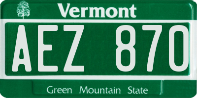 VT license plate AEZ870