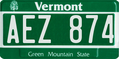 VT license plate AEZ874