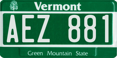 VT license plate AEZ881