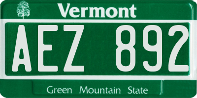 VT license plate AEZ892