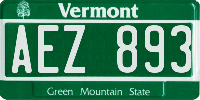 VT license plate AEZ893