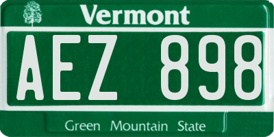 VT license plate AEZ898