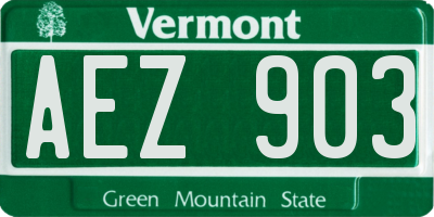 VT license plate AEZ903
