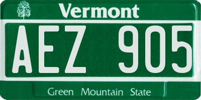 VT license plate AEZ905