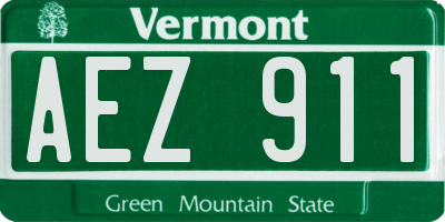 VT license plate AEZ911