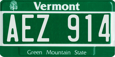 VT license plate AEZ914