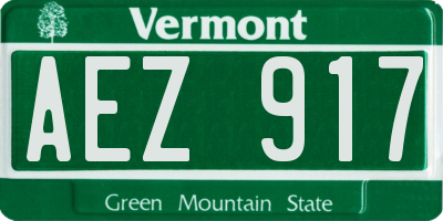 VT license plate AEZ917