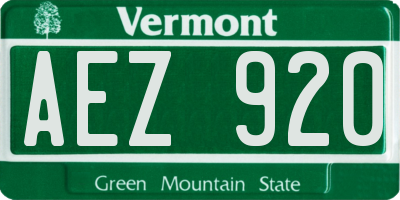 VT license plate AEZ920