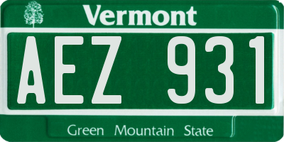 VT license plate AEZ931