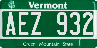 VT license plate AEZ932