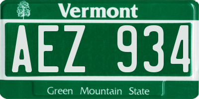 VT license plate AEZ934