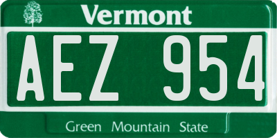 VT license plate AEZ954