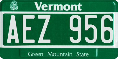 VT license plate AEZ956