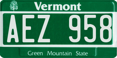 VT license plate AEZ958