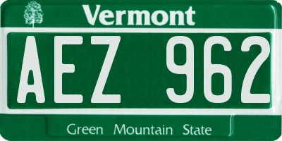 VT license plate AEZ962