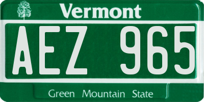 VT license plate AEZ965