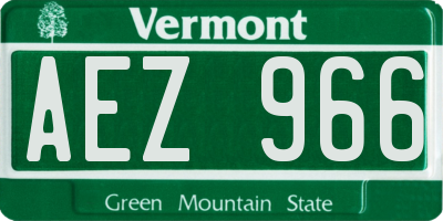 VT license plate AEZ966