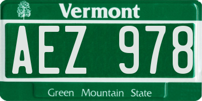 VT license plate AEZ978