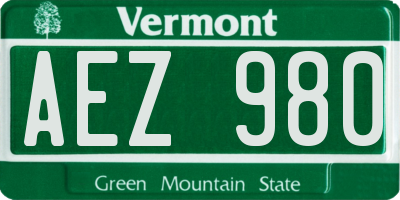 VT license plate AEZ980