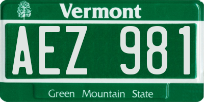 VT license plate AEZ981