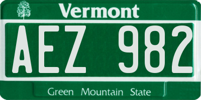 VT license plate AEZ982