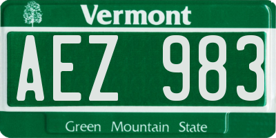 VT license plate AEZ983