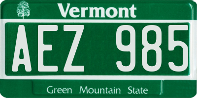 VT license plate AEZ985