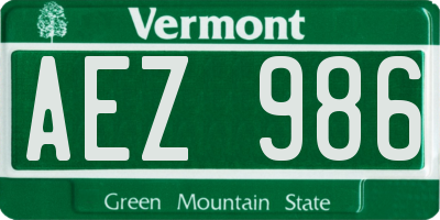 VT license plate AEZ986